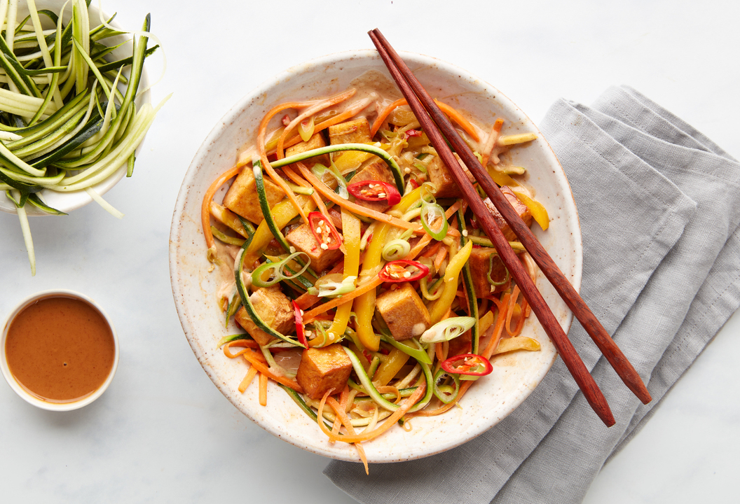 Healthy Vegan recipe Tofu Pad Thai with courgette noodles