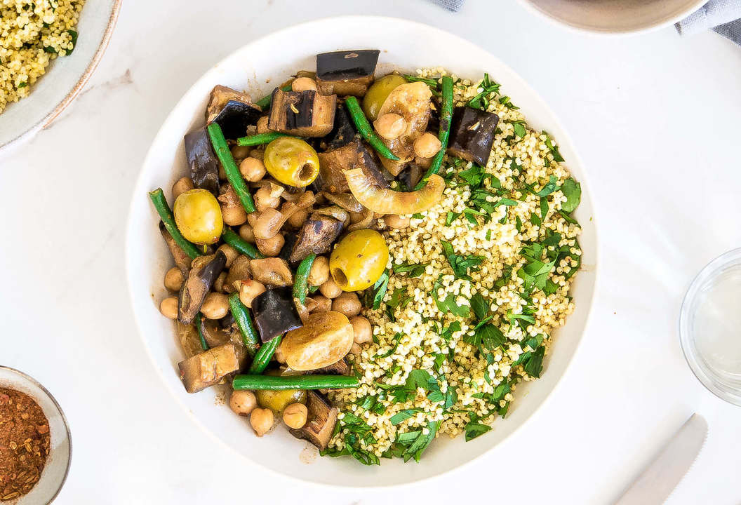Healthy Vegan recipe Preserved lemon, olive & chickpea tagine